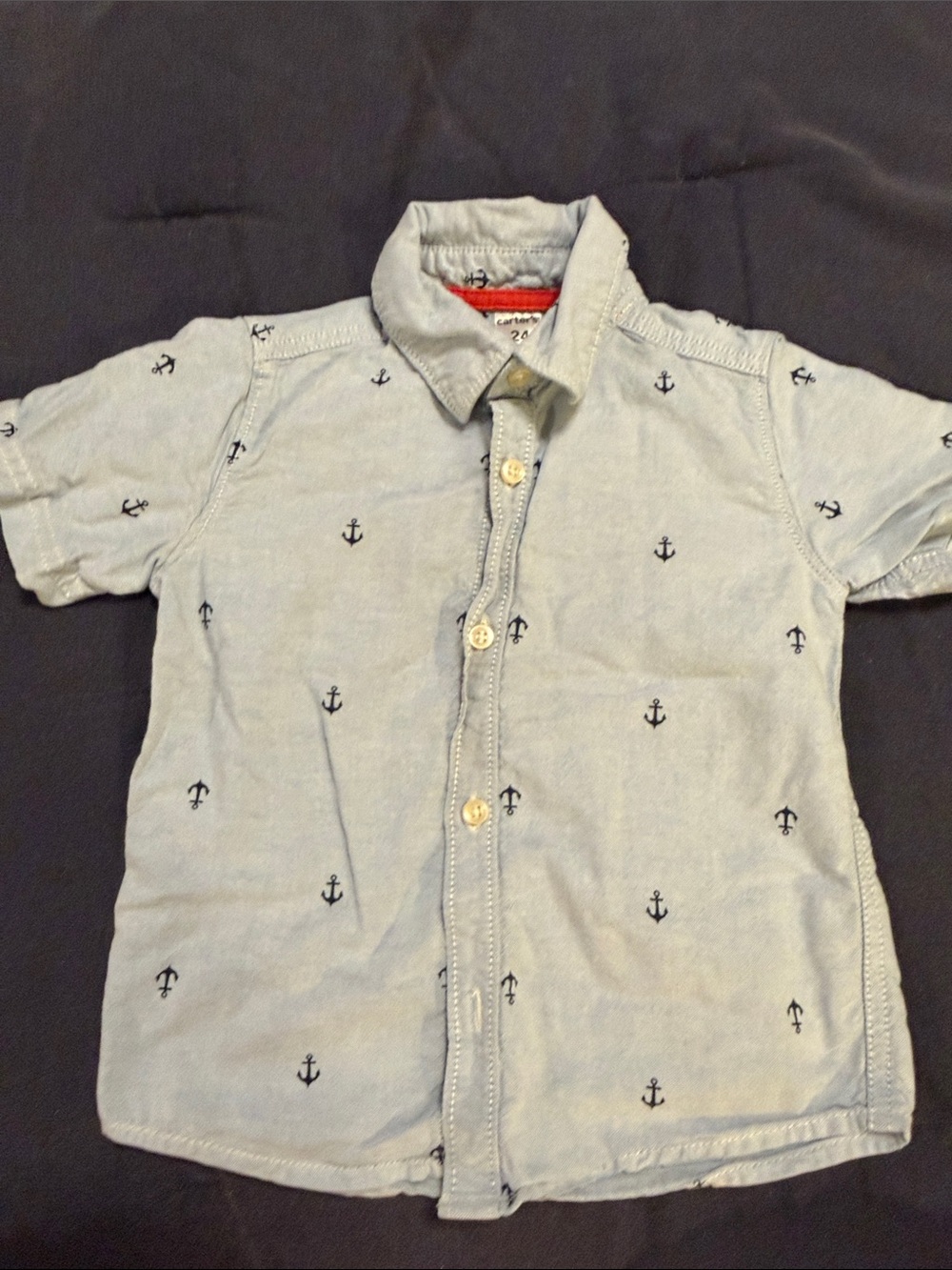 🍎5/$35🍎 
Carter's Light Blue Short-Sleeve Button-Down Shirt with Navy Anchors